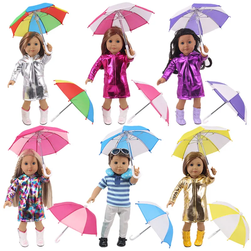 Doll Umbrella Accessories Rainbow Colors Mini Umbrella Fit 18 Inch American Doll & 43 Cm Baby New  Born Doll Girl`s Birthday Toy