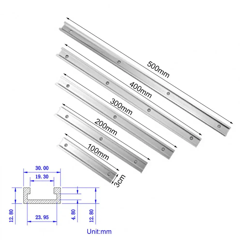 T-트랙 사전 드릴, 높은 안정성 알루미늄 합금 절단 프로파일, 작업대 테이블 톱 DIY 프로젝트용 장착 구멍 포함