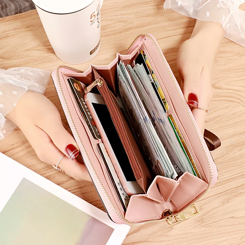 Fashion Female Wallet PU Leather Long Purse Black/pink/blue/green/gray Famous Brand Designer Wallet Women Quality Female Purse