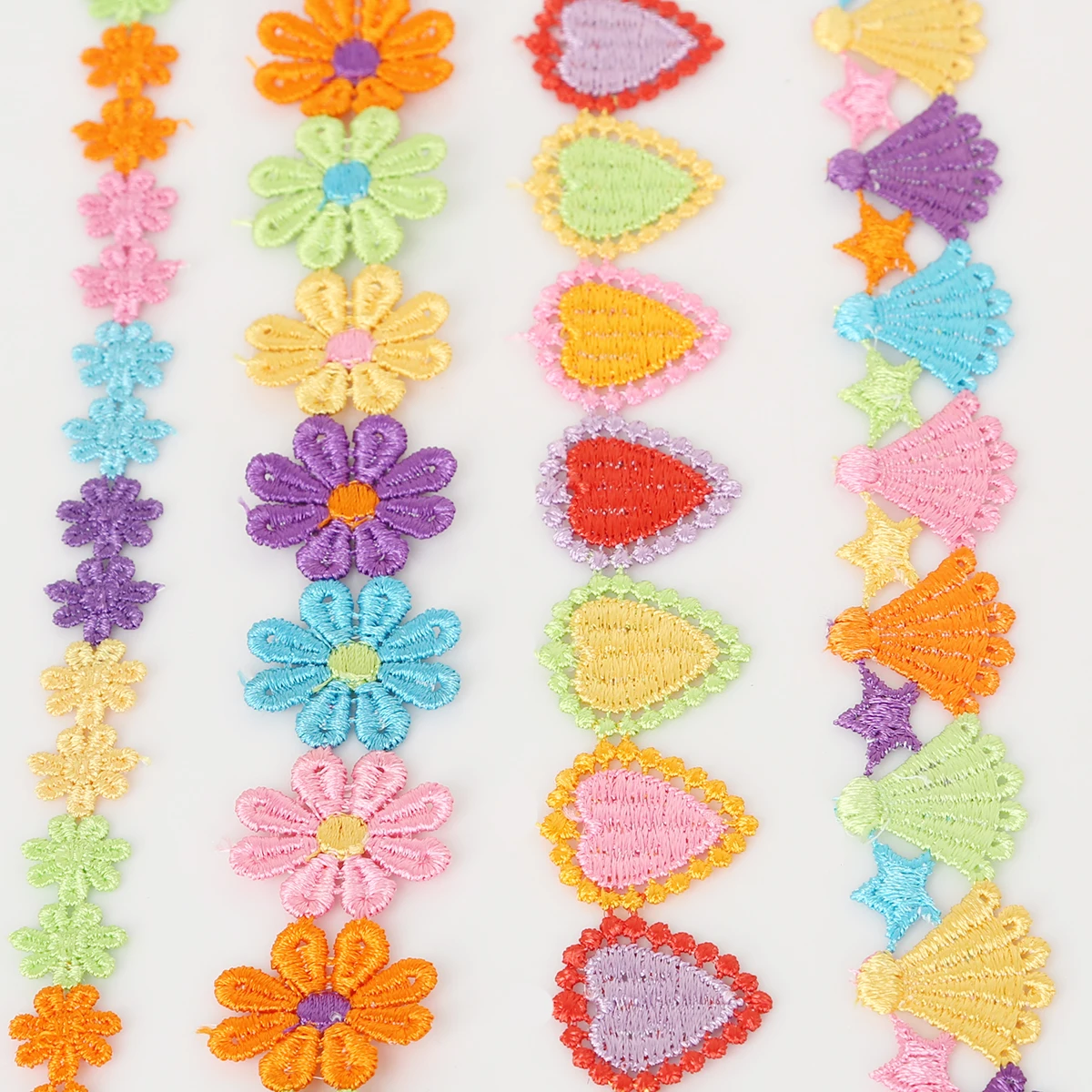 2 yards Flowers Embroidered Lace Trim Ribbon Heart Webbing for DIY Handcraft Sewing decoration