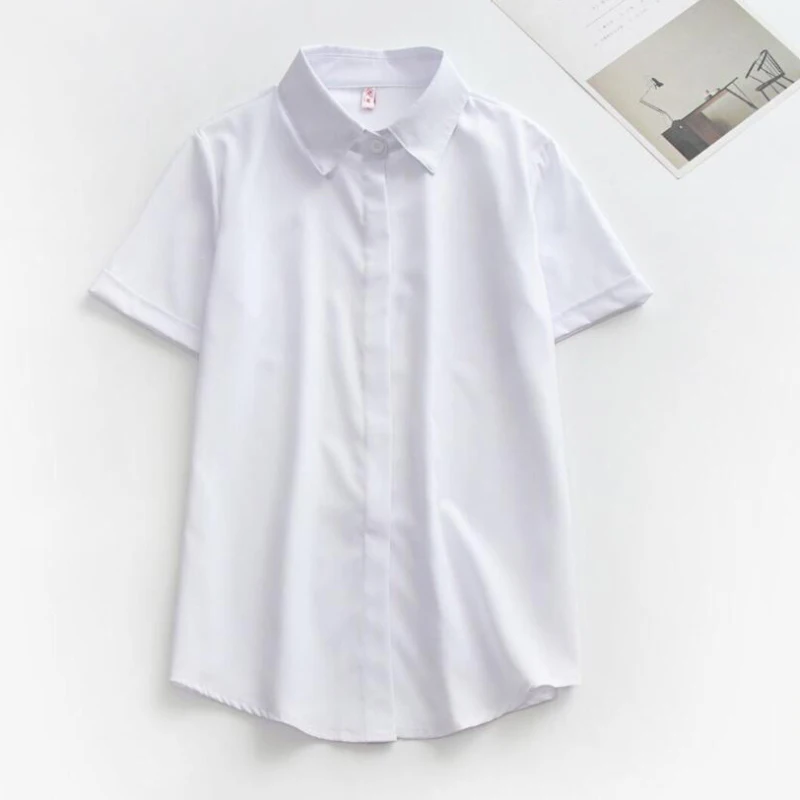 JMPRS Large Size Women White Shirt Summer Short Sleeve Office Ladies Black Button Up Tops Loose Solid Casual Blouse S-5XL New image 3