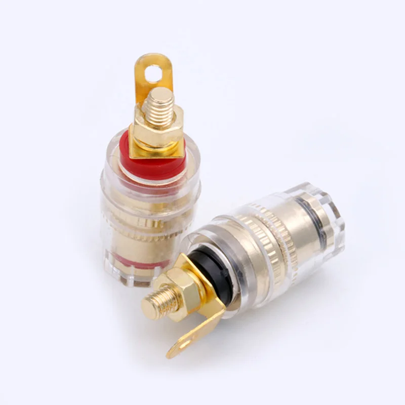 4Pairs 4MM Binding Post Connector Audio HIFI Cable Terminals, Binding Post for Speaker Amplifier, Brass With Gold Plated