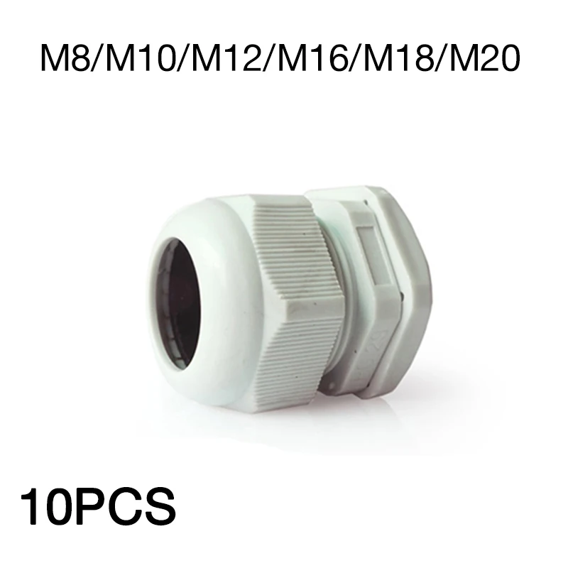 10pcs M8 M10 M12 M16 M18 M20 Cable Gland M Nylon Plastic Wire Glanding IP68 Waterproof Connector