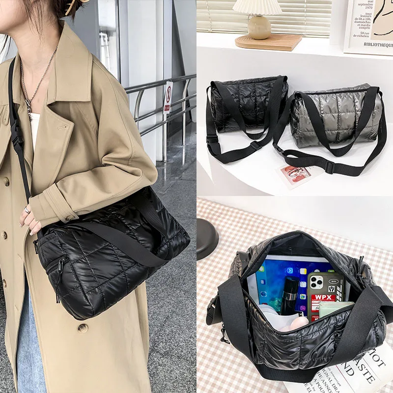 2023 Winter Large Capacity Tote Bag Crossbody Bags for Women Waterproof Nylon Shoulder Bags Space Pad Cotton Big Female Handbags