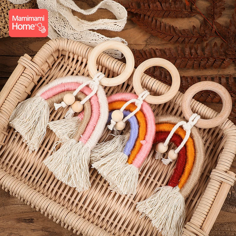 

1pc Baby Teether Tassel Pacifier Chain Pendant Wooden Blank Ring Toys Gym Play Children'S Goods Newborn Nurse Gifts Wooden Beads