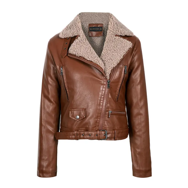 Giacche da donna in ecopelle calda invernale di alta qualità Lady Black Brown Fur moto Biker Street capispalla cappotti New Fashion