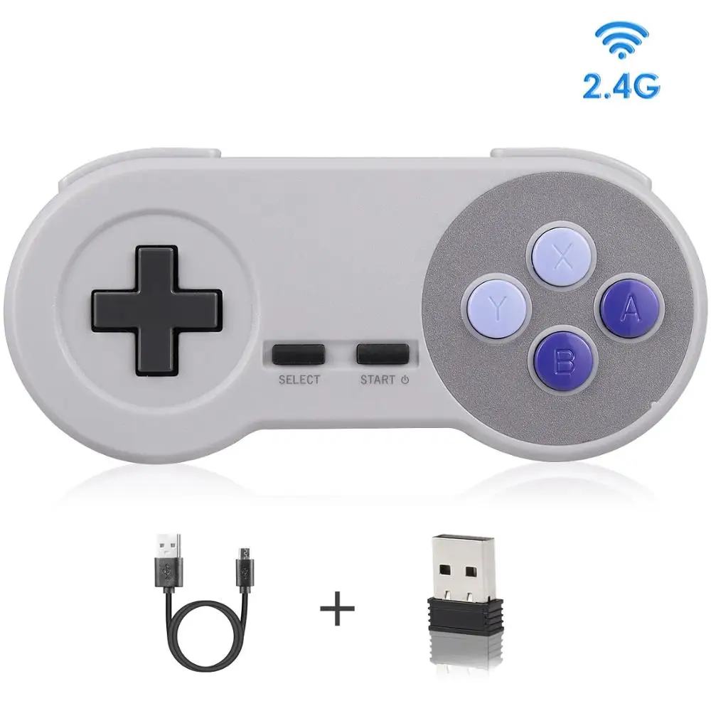 2.4G Wireless Super SNES USB Controller GAME PAD Joystick For PC Windows 7/8/10 Mac Raspberry Pi Retropie emu