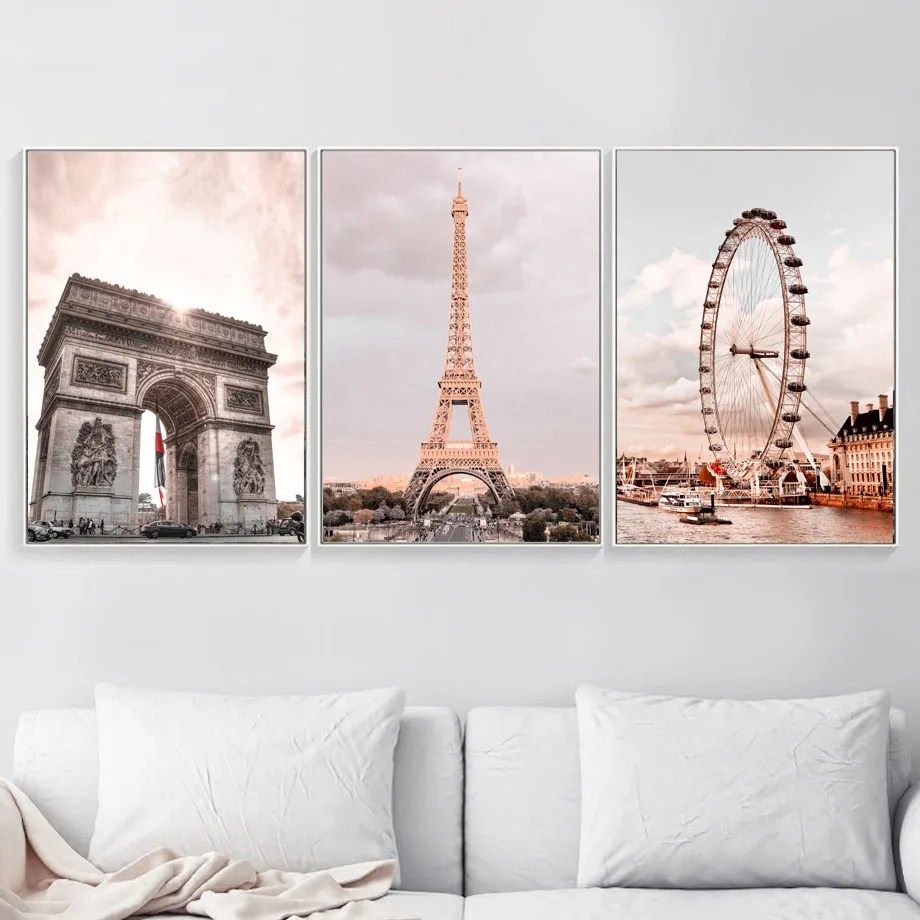 Paris Tower London Eye Colosseum Red Square Wall Art Canvas Painting Nordic Posters And Prints Wall Pictures Living Room Decor