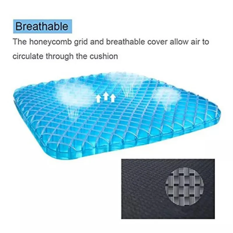 3D Breathable Chair Sitter Latex Silicone Gel Cushion Honeycomb Summer Ice Cool car Cushion Orthopedic Seat Pad Drop shiping