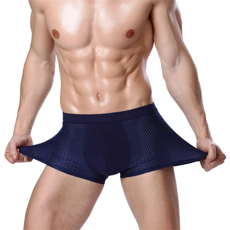 Lot de 4 Boxers pour hommes, culottes de grandes tailles, Shorts en maille pour sous-vêtements en bambou, cadeaux pour hommes