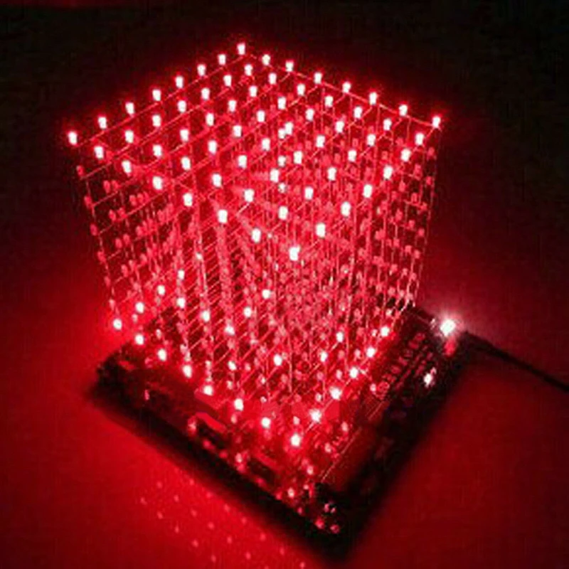 3D LightSquared DIY Kit 8x8x8 3mm LED Cube Red Ray LED M114