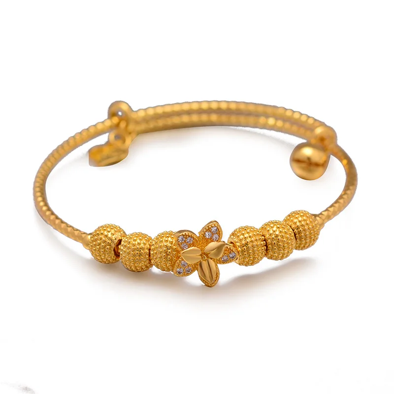 1pcs Ethiopian Arab Africa Jewelry Flower Bangles For Baby / Kids Gold Color Bracelet Circlet Jewelry Children Gifts