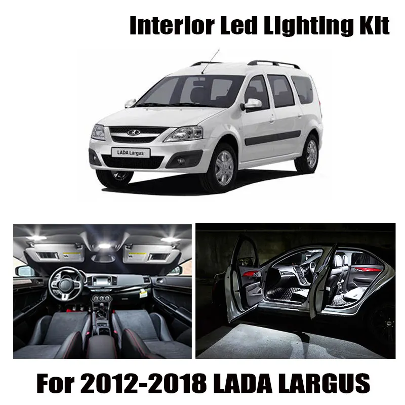 11pcs White Error Free LED Lamp Interior Reading Map Trunk License Plate Light Kit For LADA LARGUS Estate Box R90 F90 2012-2018