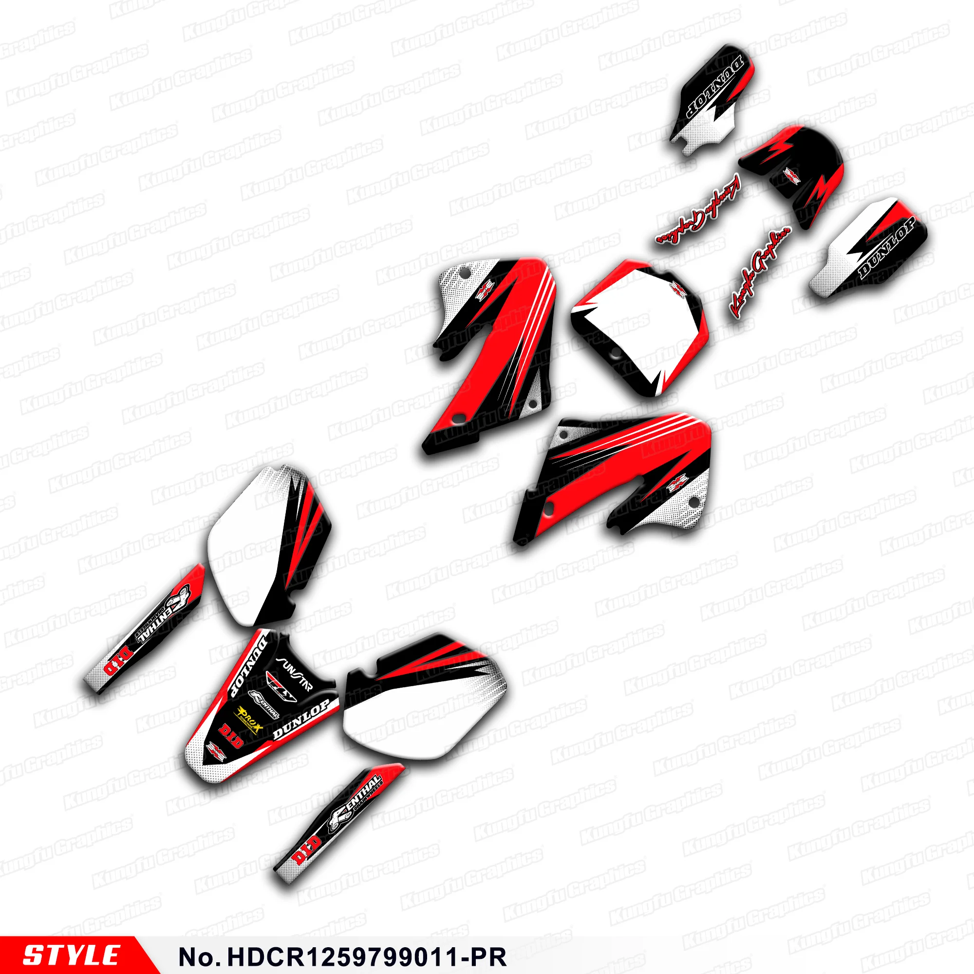 

Aftermarket Custom Stickers Dirt Bike Graphics Honda for CR125 CR250 CR 125 250 1997 1998 1999, Style No.HDCR1259799011-PR