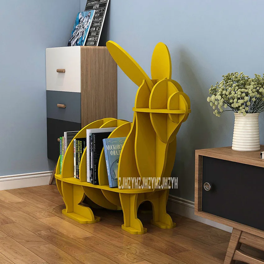 L Creative Animal-shaped Rabbit Bookcase Kindergarten Kids Furniture Children\'s Bookshelf Rack Home Decoration Floor Ornaments