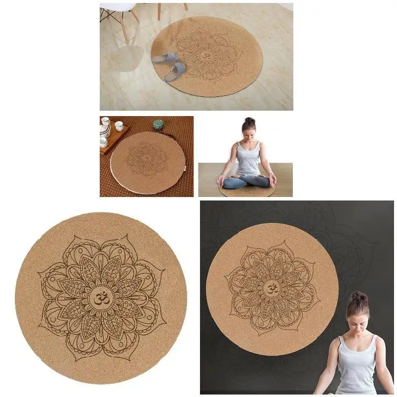 Yoga Mat Little Round Cork Rubber 60x60cmx3mm Non Slip Yoga Cushion Meditation Cushion Pad Pilates Pad for Home Outdoor YS-BUY