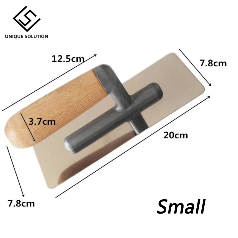 2PC Stainless Steel Wooden Handle Mortar Board Home Craftsman Trowel Construction Holder Plastering Tool