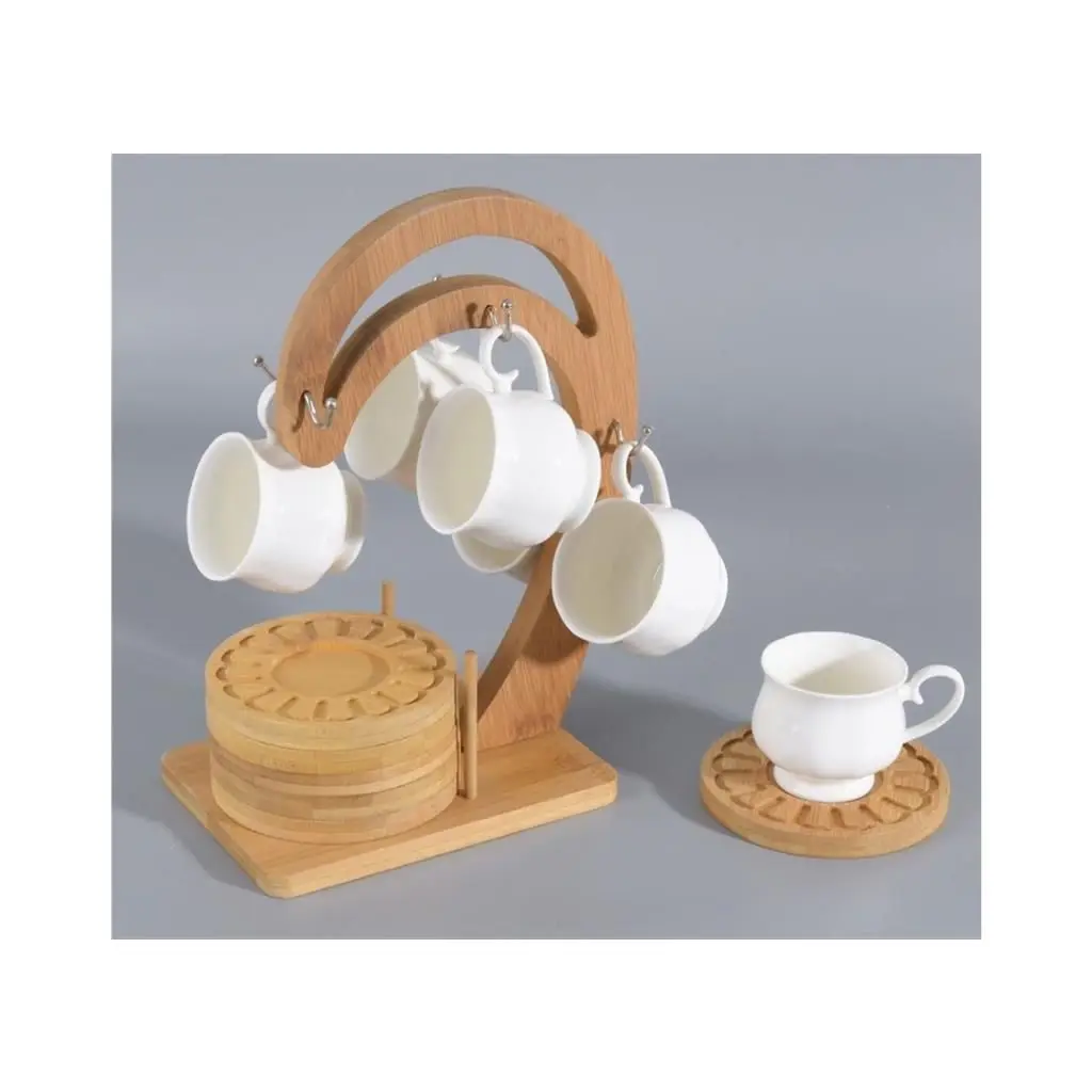 DOLBOVI Valley Bamboo Hanger Standing Dish 13 Piece Porcelain cup Pad mug кружка coffee cup cup