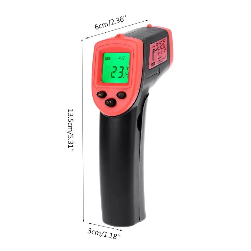 -50~600℃ -58~1122℉Digital Thermometer Pyrometer ℃/℉ High Temperature Meter HW600 Non-Contact Infrared IR Laser-Point Thermometer