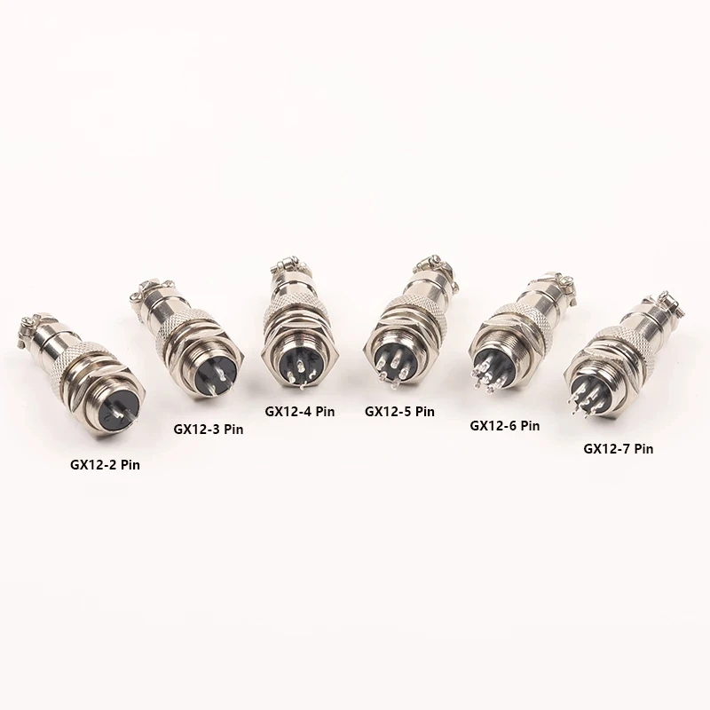 1Set GX12 2/3/4/5/6/7 Pin Nut typeMale & Female Electric Wire Panel Connector Circular Aviation Socket Plug Wire Panel Connector