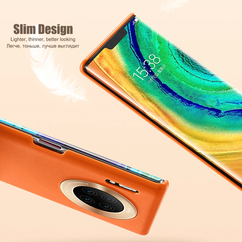 Phone Case For Huawei Mate 30 Pro Ultra Thin Protective Orange Hard PC Business Shockproof Curved Cover Funda For Huawei Mate30