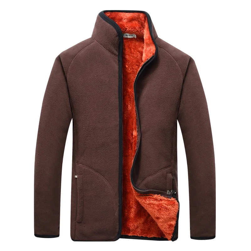 Winter Thick Polar Fleece Jacket Men\'s Outdoor Camping Hiking Coral Velvet Thermal Coat Loose Casual Top Windbreaker Lining