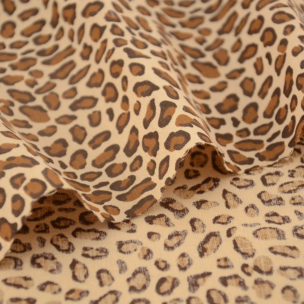 Teramila Leopard Pattern Print Arts Craft Twill Cotton 100% Fabrics for Sewing Cloth by Per Half Meters Handmade Dress Patchwork