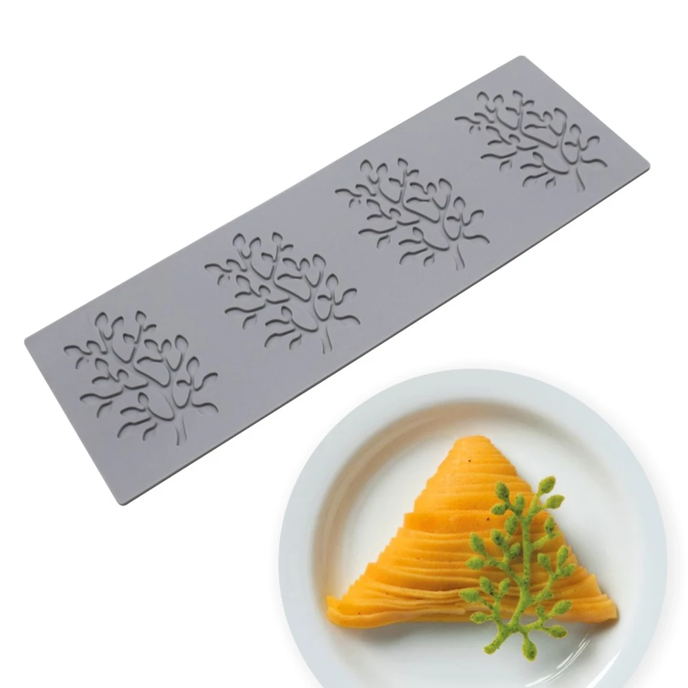 4 cavity Coral Tree Shape Silicone Fondant Cake Border Decoration Lace Mat Bakeware Kitchen Tool DIY Cake Fondant Stencil Molds