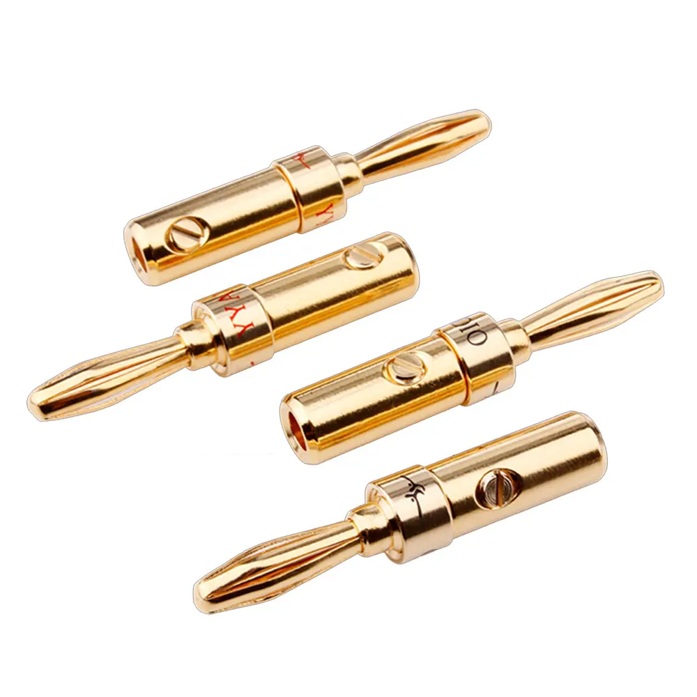 Spina a Banana 4mm spine a Banana placcate in oro rame per cavo dell'altoparlante adattatore per connettore a Banana adattatore per spina a Banana per altoparlante 8 pezzi