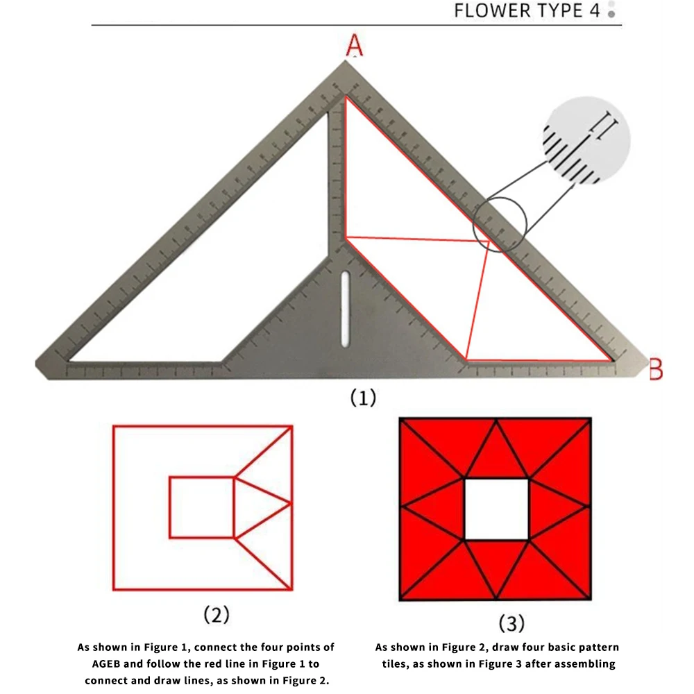 Floor Drain Locator Multifunctional Stainless Steel Tile Triangle Ruler Floor Drain Patterns Design Positioning Ruler Bricklayer