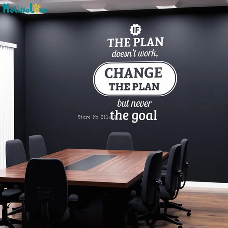 Change the Plan But Never The Goal Office Wall Decals Motivating Word Decor Removable Motivational Stickers Vinyl Murals YT6558