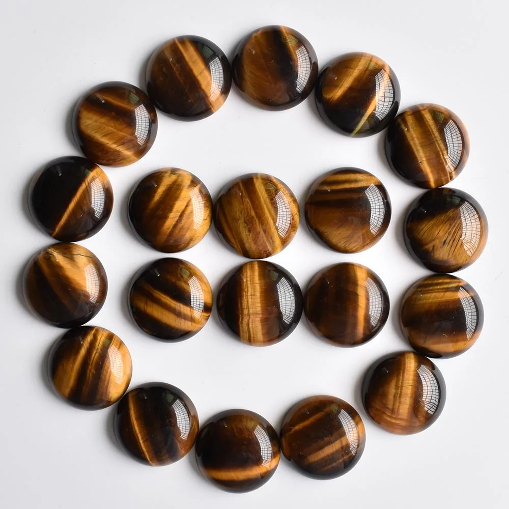 Großhandel 24 Stück/Los Bestseller Hochwertige Opal-Malachit-Tigerauge Naturstein Gemischte Runde Cabochons 20mm Kostenloser Versand – Detail 2