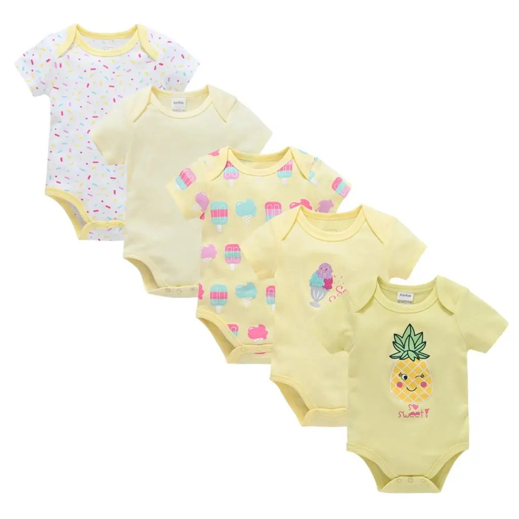 Newborn Baby Girl Bodysuit 5PCS/Set Cotton Short Sleeve Body bebe Summer Infant Jumpsuit 0-24M Cartoon Toddler Baby Boys Clothes