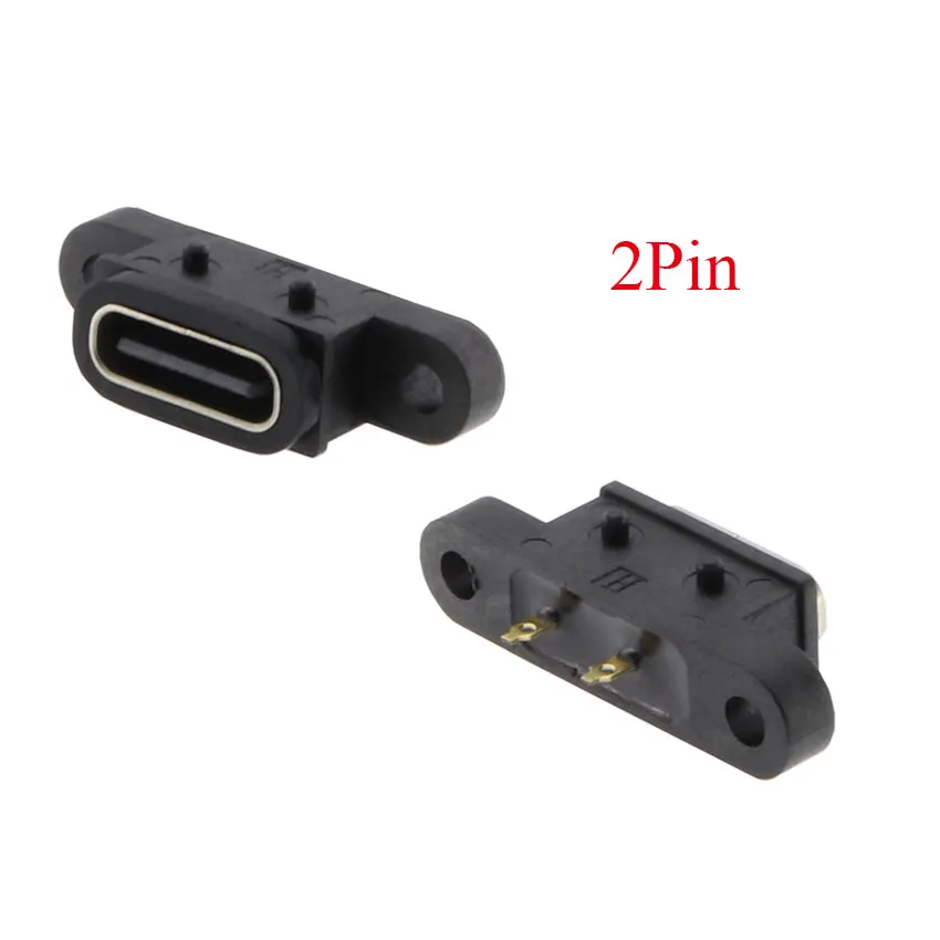 5pcs TYPE C 2/4/6/16Pin Waterproof Female USB C Socket Port with Screw Hole Fast Charge Charging Interface 180 Degree Connector
