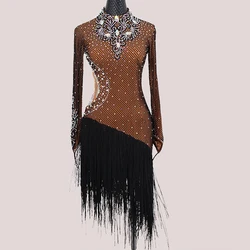 Customized  High-end Tassel Latin Dance Dress Ballroom Dancewear Salsa Dancing Costume For Competition Dance Clothing