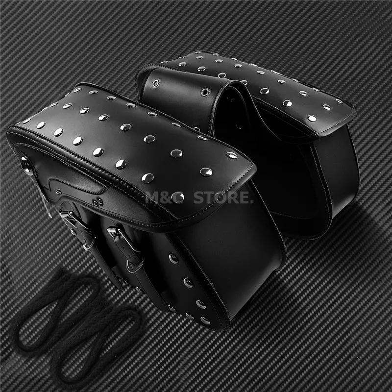 Motorcycle Saddlebag Tool Side Bag Waterproof PU Leather For Harley For Indian Scout For Suzuki Boulevard c50t For Honda Shadow