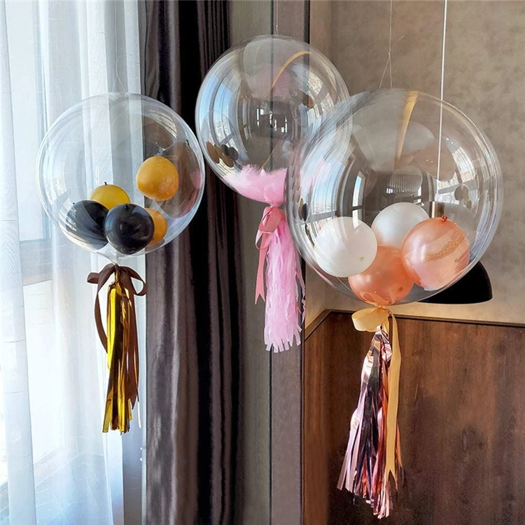 50pcs 5/10/18/24/36 inch Transparent Bobo Balloon Transparent Helium Balloon Wedding Atmosphere Ball Birthday Party Decoration