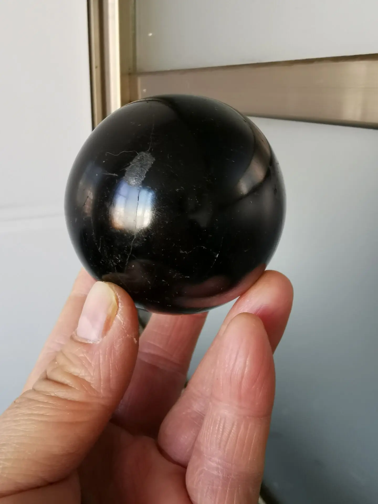 2.52“ Black Tourmaline Crystal Sphere Ball Anti Radiation Detox Stone Ball