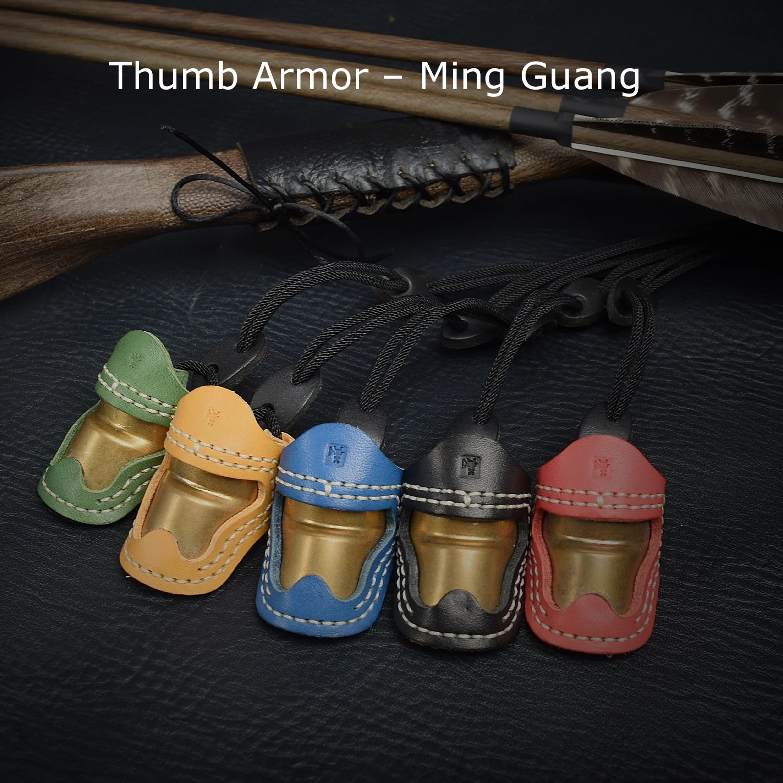 

Ming GuangThumb Armor A Leather Thumb Guard with Brass Inlay Archery Thumb Ring Handmade Thumb-Finger Protector Safety Ring