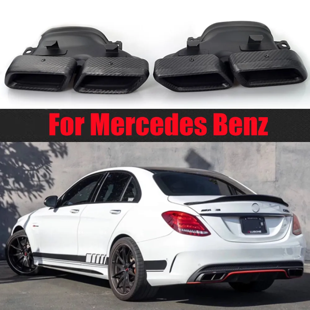 Car Quad Exhaust Tips Car Tuning Muffler Trim Tail Pipe For Mercedes-AMG C63 W205 C180 C200 C260L Pre-Facelift