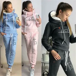 Women's Tracksuit Female Pullover Hoodies Jogging Pants Sweatshirt Sports Suit Two Piece Set Women Clothing Winter Warm Outfits