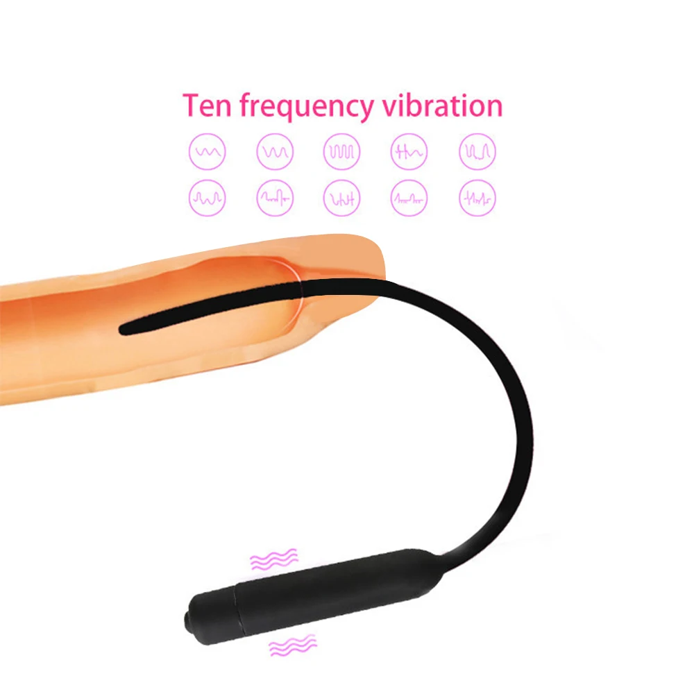 Male Penis Plug Vibrator Urethral Dilators 10 Speed Vibrating Insertion Urethral Plug Catheter Sounds Vibrator Sex Toys For Men