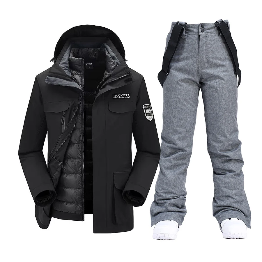 Traje de esquí para hombre, chaquetas y pantalones de nieve para deportes al aire libre, cálidos e impermeables, equipo de esquí, chaqueta de plumón para Snowboard, de marca, invierno, 2022