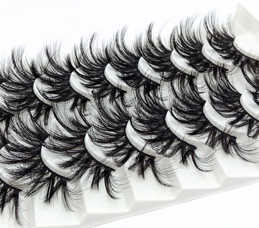 HBZGTLAD 8 Paare 25 mm lange 3D-Nerzwimpern, natürliche, lange, künstliche Wimpern, dramatisches Volumen, falsche Wimpern, Make-up-Verlängerungswimpern – Detail 31