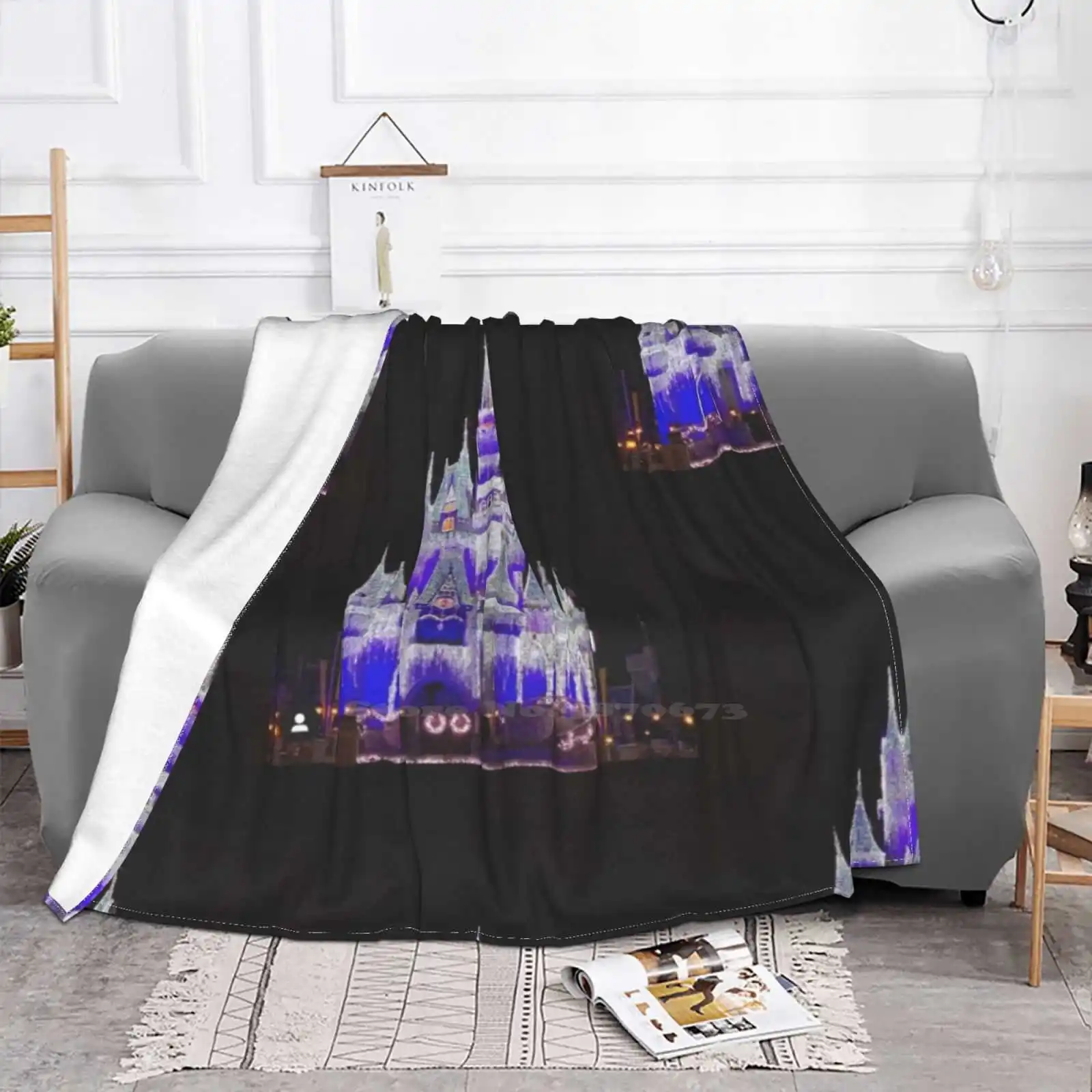 Magic Kingdom Christmas Castle For Home Sofa Bed Camping Car Plane Travel Portable Blanket Castle Christmas Icicles Magic