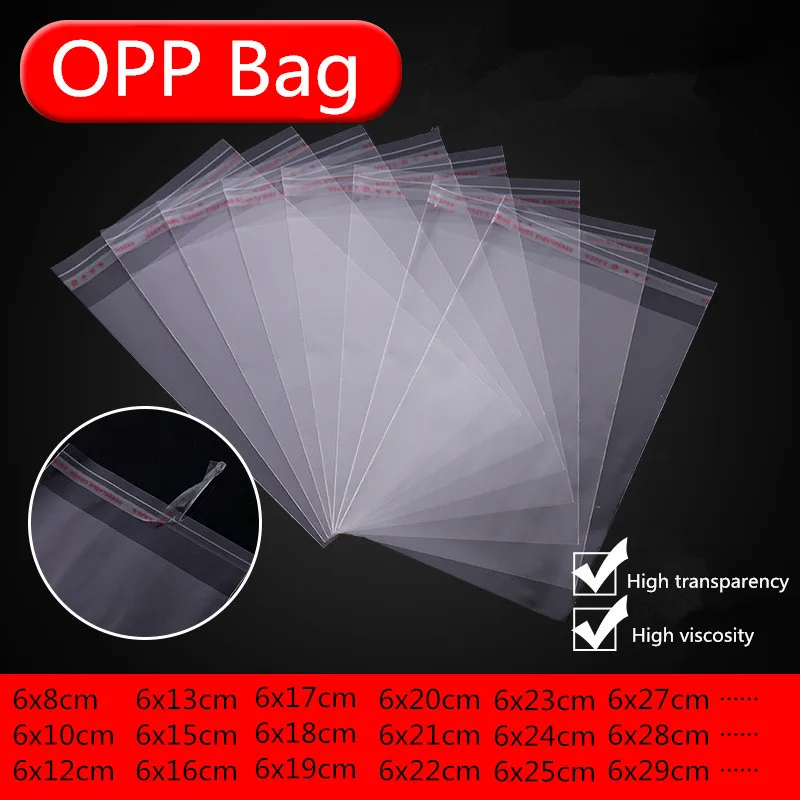 

100pcs/4 size transparent sealed Opp plastic bag sachet gift bag, small packing bag for wedding jewelry