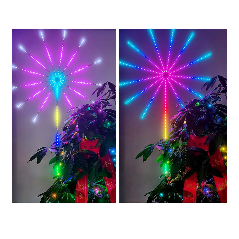 Led Firework Light Music Control Meteor Fairy Wedding Home Party Diy Decor Rgb Decorate Disco Strip Lamp Room Christmas New Year