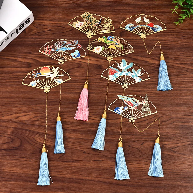 

Металлическая ретро-закладка в китайском стиле, полая подвеска с кисточкой, зажим книга с изображением животных, канцелярские товары, изысканный подарок учителю