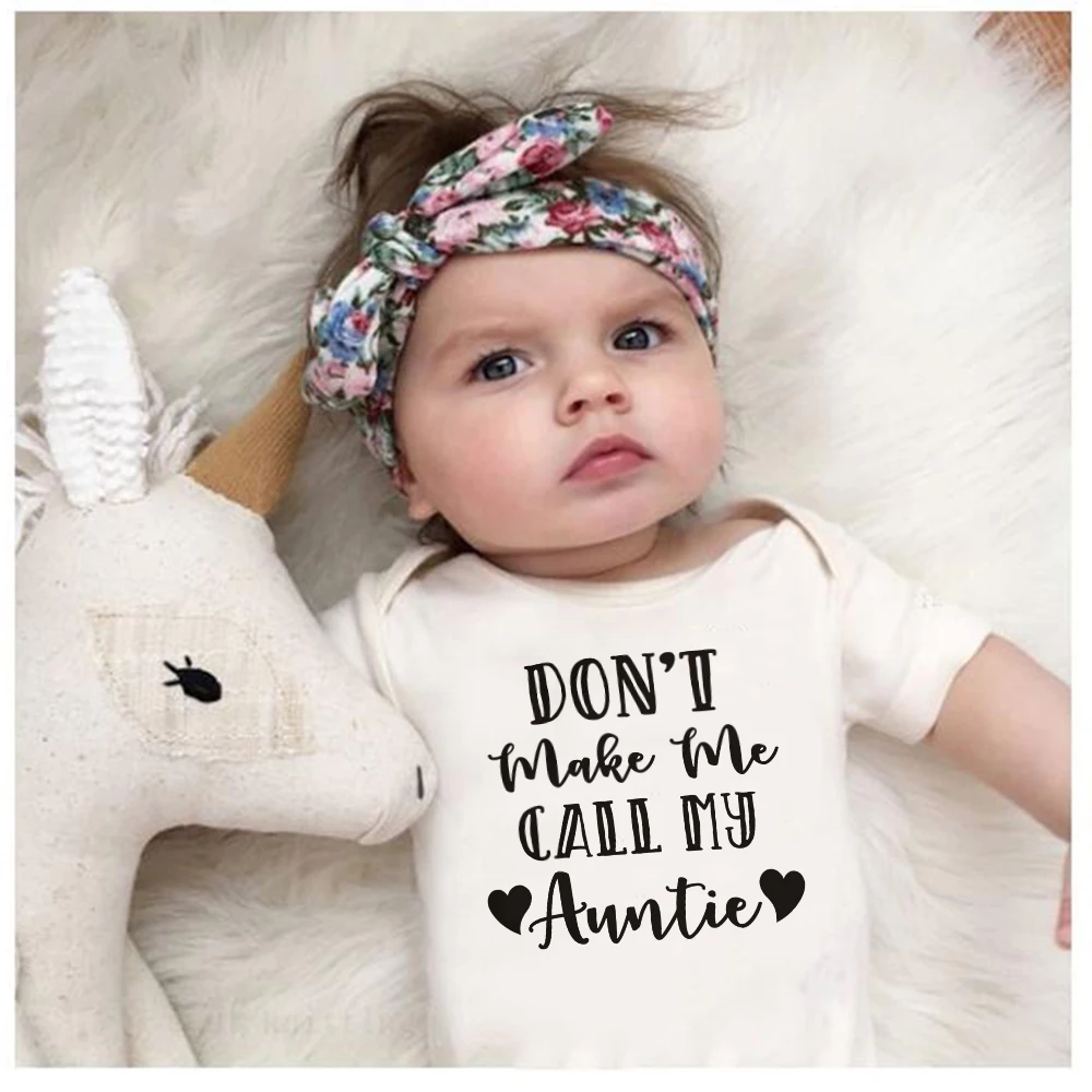 

Summer Infant Newborn Baby Boy Girls Letter DON'T MAKE ME CALL MY AUNTIE Bodysuit Playsuit Baby Grows Outfits 0-24m