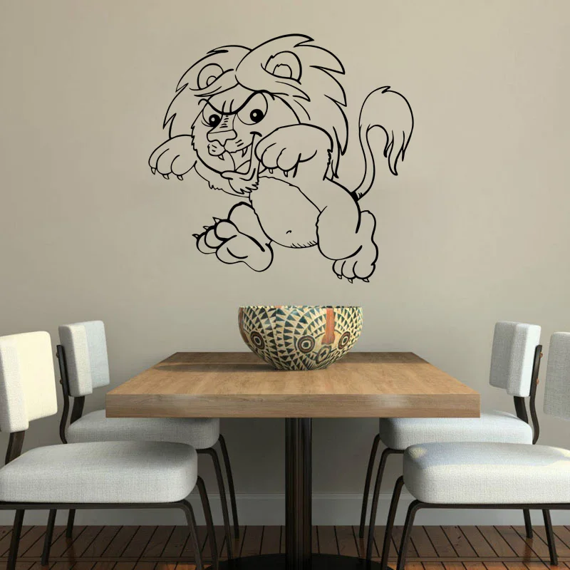 Cartoon Lion Wall Stickers Home Decoration For Living Room Bedroom Porch Kitchen Wallpaper Waterpoof Peel & Stick PVC Art Decals